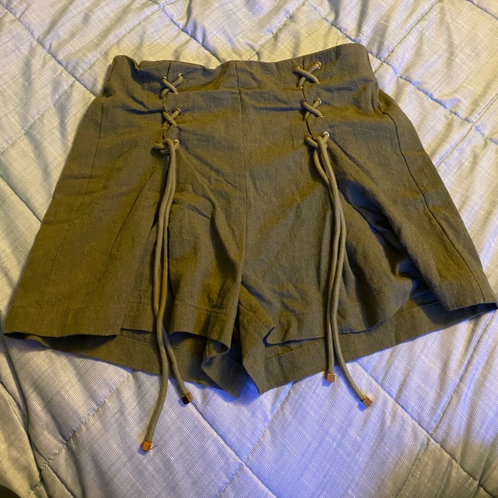 Olive green high waisted dress shorts